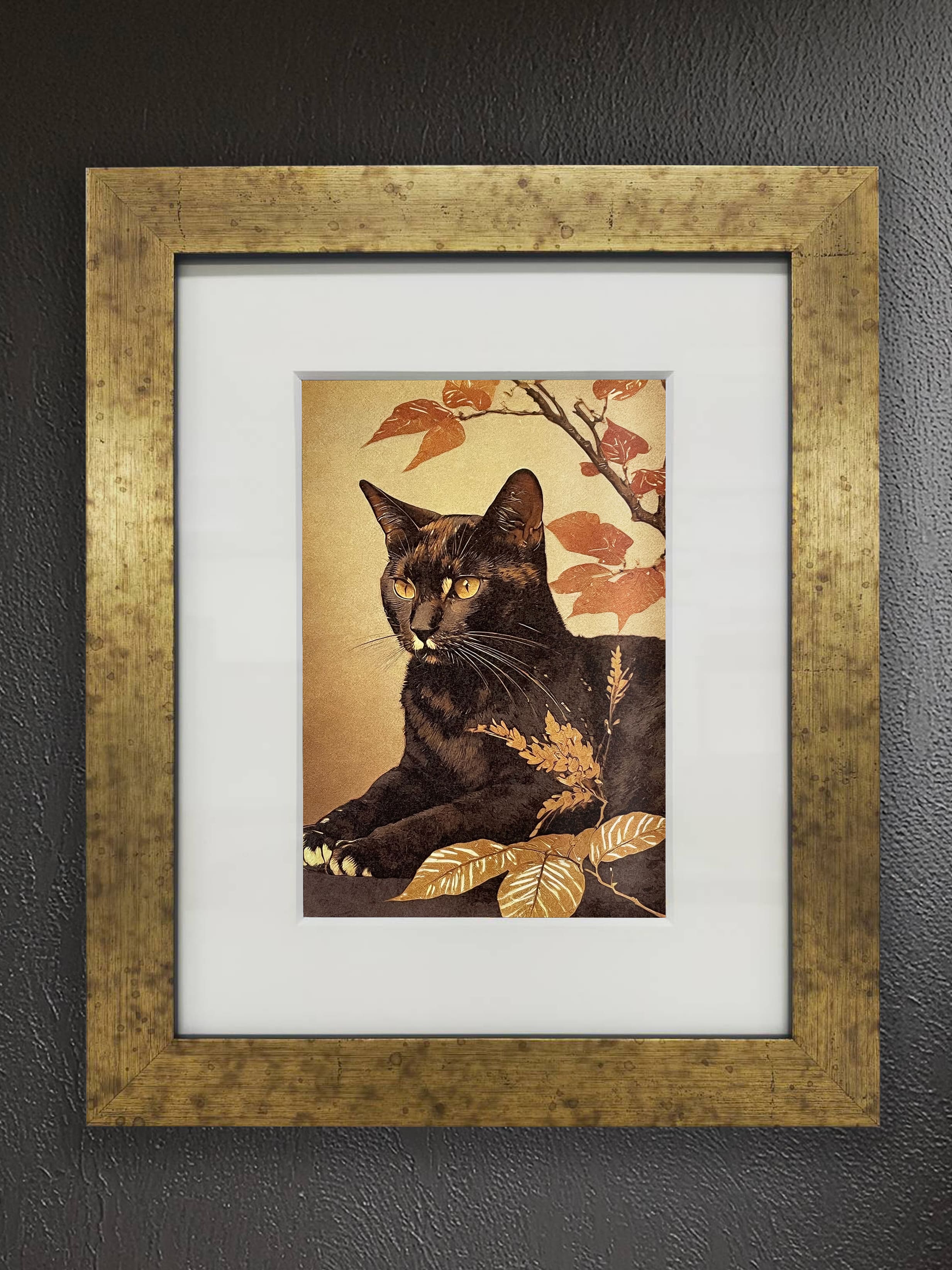 Japanese paper x black cat 01 [inch frame] / Japanese
