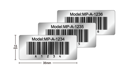 印刷例】艶消し銀 ナンバリングバーコード・JANコードシール｜印刷